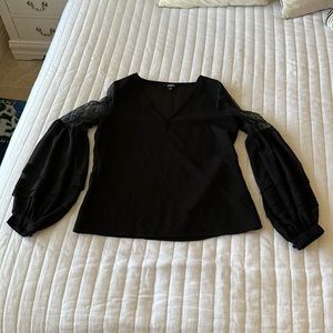 Women’s Express black v-neck blouse size small with lace and bell sleeves